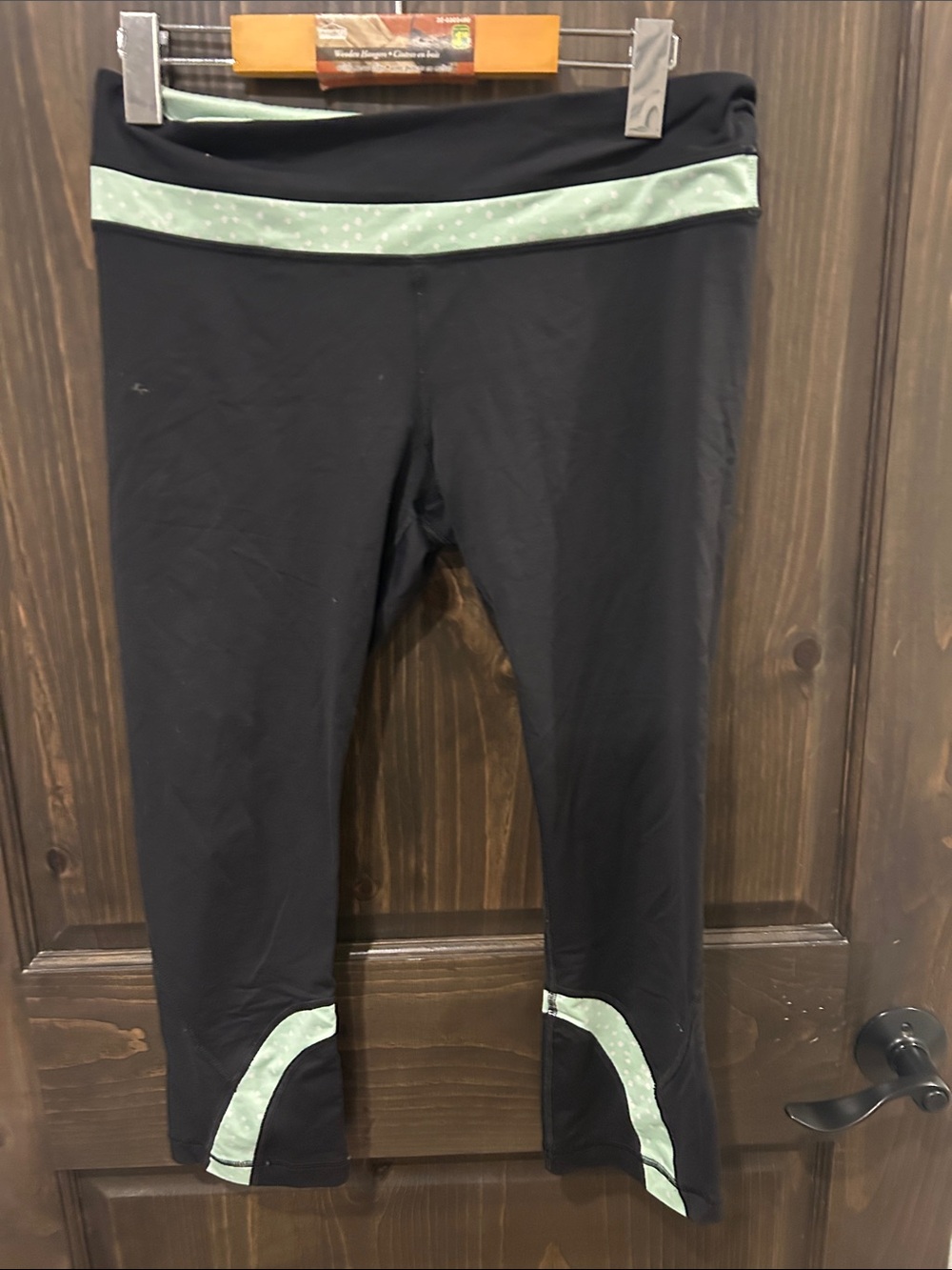 lululemon athletica Black Capri Leggings with Mint Trim